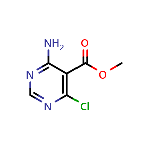 Chemical structure of methyl 4-amino-6-chloro-pyrimidine-5-carboxylate , CAS 2091735-99-6, AChemBlock X208270