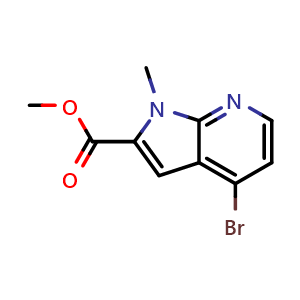 Chemical structure of methyl 4-bromo-1-methyl-pyrrolo[2,3-b]pyridine-2-carboxylate , CAS 2131199-38-5, AChemBlock X208274