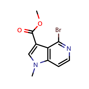 Chemical structure of methyl 4-bromo-1-methyl-pyrrolo[3,2-c]pyridine-3-carboxylate , CAS 2091244-19-6, AChemBlock X208275