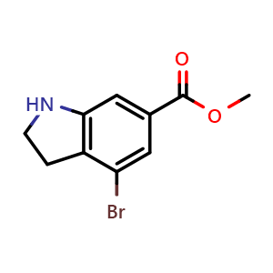 Chemical structure of methyl 4-bromoindoline-6-carboxylate , CAS 2067333-71-3, AChemBlock X208280