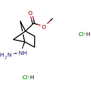 Chemical structure of methyl 4-hydrazinobicyclo[2.1.1]hexane-1-carboxylate dihydrochloride , AChemBlock X208285