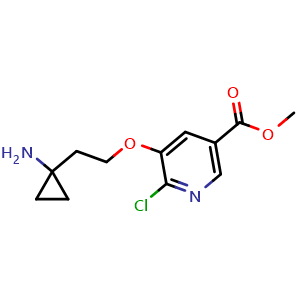 Chemical structure of methyl 5-(2-(1-aminocyclopropyl)ethoxy)-6-chloronicotinate , CAS 2829340-98-7, AChemBlock X208296