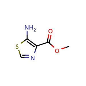 Chemical structure of methyl 5-amino-1,3-thiazole-4-carboxylate , CAS 1239464-24-4, AChemBlock X208304