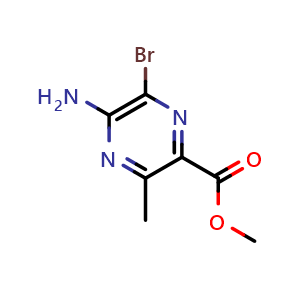 Chemical structure of methyl 5-amino-6-bromo-3-methylpyrazine-2-carboxylate , CAS 1823921-17-0, AChemBlock X208305