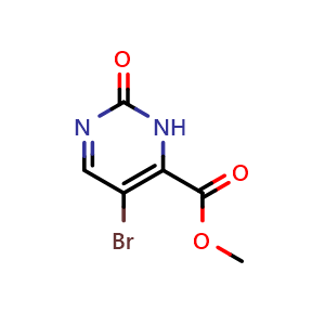 Chemical structure of methyl 5-bromo-2-oxo-1H-pyrimidine-6-carboxylate , CAS 71933-03-4, AChemBlock X208308