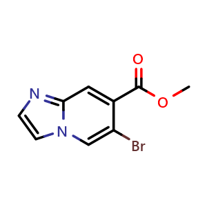 Chemical structure of methyl 6-bromoimidazo[1,2-a]pyridine-7-carboxylate , CAS 952206-60-9, AChemBlock X208321