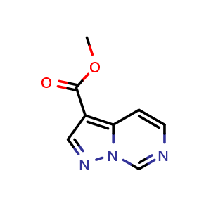 Chemical structure of methyl pyrazolo[1,5-c]pyrimidine-3-carboxylate , CAS 2111733-15-2, AChemBlock X208355