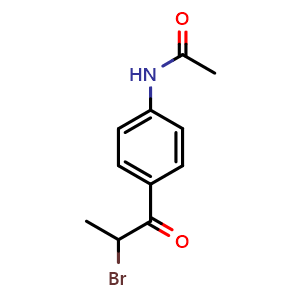 Chemical structure of N-[4-(2-bromopropanoyl)phenyl]acetamide , CAS 63514-63-6, AChemBlock X208457