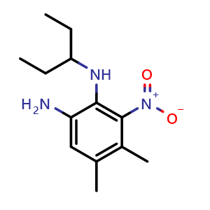 Chemical structure of N2-(1-Ethylpropyl)-4,5-dimethyl-3-nitro-1,2-benzenediamine , CAS 66382-22-7, AChemBlock X208472