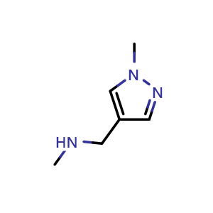 Chemical structure of N-methyl-1-(1-methylpyrazol-4-yl)methanamine , CAS 179873-43-9, AChemBlock X208514