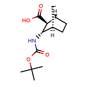 Chemical structure of rel-(1S,2S,3S,4R)-3-(tert-butoxycarbonylamino)norbornane-2-carboxylic acid , CAS 1217790-09-4, AChemBlock X208615