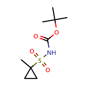 Chemical structure of tert-butyl ((1-methylcyclopropyl)sulfonyl)carbamate , CAS 849022-29-3, AChemBlock X208643