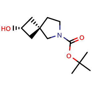 Chemical structure of tert-butyl cis-2-hydroxy-6-azaspiro[3.4]octane-6-carboxylate , CAS 2413898-98-1, AChemBlock X208665
