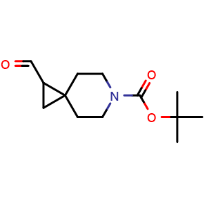 Chemical structure of tert-butyl 1-formyl-6-azaspiro[2.5]octane-6-carboxylate , CAS 1416176-10-7, AChemBlock X208693