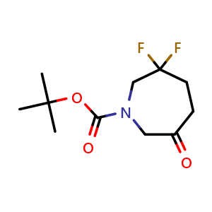 Chemical structure of tert-butyl 3,3-difluoro-6-oxo-azepane-1-carboxylate , CAS 2920414-89-5, AChemBlock X208726