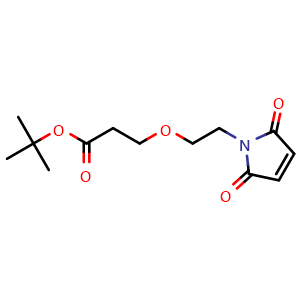Chemical structure of tert-butyl 3-[2-(2,5-dioxopyrrol-1-yl)ethoxy]propanoate , CAS 810677-16-8, AChemBlock X208729