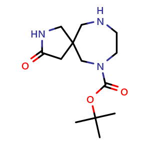 Chemical structure of tert-butyl 3-oxo-2,7,10-triazaspiro[4.6]undecane-7-carboxylate , CAS 1782612-35-4, AChemBlock X208738