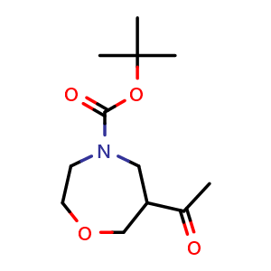 Chemical structure of tert-butyl 6-acetyl-1,4-oxazepane-4-carboxylate , CAS 2138261-93-3, AChemBlock X208755