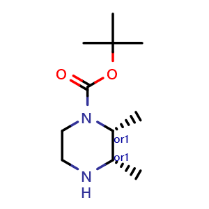 Chemical structure of tert-butyl cis-2,3-dimethyl-1-piperazinecarboxylate , CAS 2991536-35-5, AChemBlock X208775