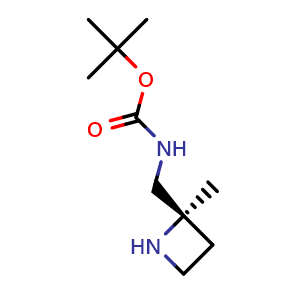 Chemical structure of tert-butyl N-[[(2R)-2-methylazetidin-2-yl]methyl]carbamate , CAS 2920239-38-7, AChemBlock X208792