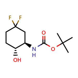 Chemical structure of tert-butyl N-[trans-5,5-difluoro-2-hydroxy-cyclohexyl]carbamate , CAS 2940879-33-2, AChemBlock X208805