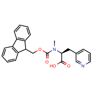 Chemical structure of (2S)-2-({[(9H-fluoren-9-yl)methoxy]carbonyl}(methyl)amino)-3-(pyridin-3-yl)propanoic acid , CAS 1979173-93-7, AChemBlock X208879