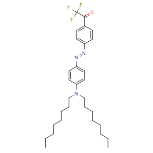Chemical structure of (E)-1-(4-((4-(dioctylamino)phenyl)diazenyl)phenyl)-2,2,2-trifluoroethan-1-one , CAS 193154-07-3, AChemBlock X208903