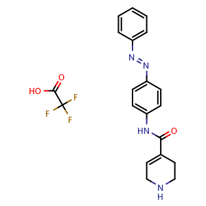 Chemical structure of (E)-N-[4-(Phenyldiazenyl)phenyl]-1,2,3,6-tetrahydropyridine-4-carboxamide Trifluoroacetate , CAS 2939097-63-7, AChemBlock X208912