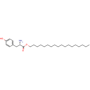 Chemical structure of (S)-octadecyl 2-amino-3-(4-hydroxyphenyl)propanoate , CAS 73393-27-8, AChemBlock X208946