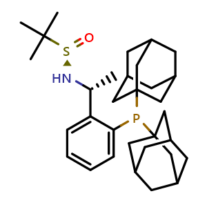 Chemical structure of [S(R)]-N-[(R)-1-[2-(Diadamantanphosphino)phenyl]ethyl]-2-methyl-2-propanesulfinamide , AChemBlock X208956