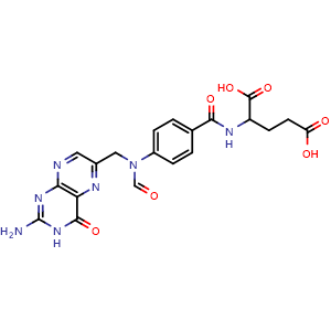 Chemical structure of 10-formylfolic acid , CAS 134-05-4, AChemBlock X209003