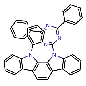Chemical structure of 11-(4,6-Diphenyl-1,3,5-triazin-2-yl)-12-phenyl-11,12-dihydroindolo[2,3-a]carbazole , CAS 1024598-01-3, AChemBlock X209004