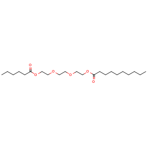 Chemical structure of 2-(2-(2-(Hexanoyloxy)ethoxy)ethoxy)ethyl decanoate , CAS 123369-03-9, AChemBlock X209019