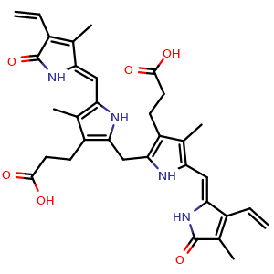 Chemical structure of Bilirubin , CAS 635-65-4, AChemBlock X209073