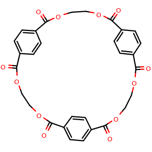 Chemical structure of 3,6,10,13,17,20-hexaoxa-1,8,15(1,4)-tribenzenacyclohenicosaphane-2,7,9,14,16,21-hexaone , CAS 7441-32-9, AChemBlock X209112