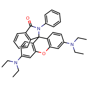 Chemical structure of 3',6'-Bis(diethylamino)-2-phenylspiro[isoindoline-1,9'-xanthen]-3-one , CAS 38660-35-4, AChemBlock X209119
