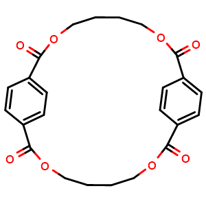 Chemical structure of 3,8,15,20-Tetraoxatricyclo[20.2.2.210,13]octacosa-1(24),10,12,22,25,27-hexaene-2,9,14,21-tetrone , CAS 63440-93-7, AChemBlock X209122