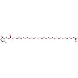 Chemical structure of 3-[2-[2-[2-[2-[2-[2-[2-[2-[2-[3-(2,5-dioxopyrrol-1-yl)propanoylamino]ethoxy]ethoxy]ethoxy]ethoxy]ethoxy]ethoxy]ethoxy]ethoxy]ethoxy]propanoic acid , CAS 2112731-43-6, AChemBlock X209123