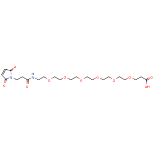 Chemical structure of 3-[2-[2-[2-[2-[2-[2-[3-(2,5-dioxopyrrol-1-yl)propanoylamino]ethoxy]ethoxy]ethoxy]ethoxy]ethoxy]ethoxy]propanoic acid , CAS 1334177-79-5, AChemBlock X209125