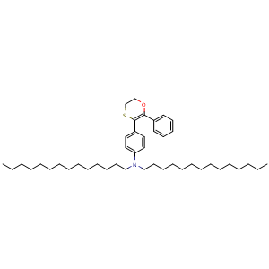 Chemical structure of 4-(2-phenyl-5,6-dihydro-1,4-oxathiin-3-yl)-N,N-ditetradecylaniline , CAS 192937-52-3, AChemBlock X209145
