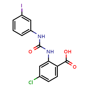Chemical structure of 4-chloro-2-[(3-iodophenyl)carbamoylamino]benzoic acid , CAS 639009-97-5, AChemBlock X209163