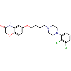 Chemical structure of 6-(4-(4-(2,3-dichlorophenyl)piperazin-1-yl)butoxy)-2H-benzo[b][1,4]oxazin-3(4H)-one , CAS 1239729-06-6, AChemBlock X209198