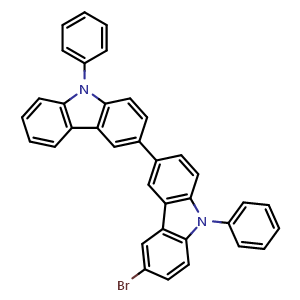 Chemical structure of 6-bromo-9,9'-diphenyl-9H,9'H-3,3'-bicarbazole , CAS 918137-84-5, AChemBlock X209206
