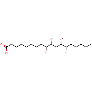 Chemical structure of 9,10,12,13-tetrabromooctadecanoic acid , CAS 1794-89-4, AChemBlock X209214