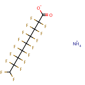Chemical structure of ammonium 2,2,3,3,4,4,5,5,6,6,7,7,8,8,9,9-hexadecafluorononanoate , CAS 4149-60-4, AChemBlock X209221