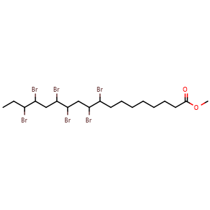 Chemical structure of methyl 9,10,12,13,15,16-hexabromooctadecanoate , CAS 104096-49-3, AChemBlock X209283