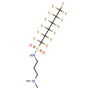 Chemical structure of N-[3-(Dimethylamino)propyl]-1,1,2,2,3,3,4,4,5,5,6,6,6-tridecafluoro-1-hexanesulfonamide , CAS 50598-28-2, AChemBlock X209320