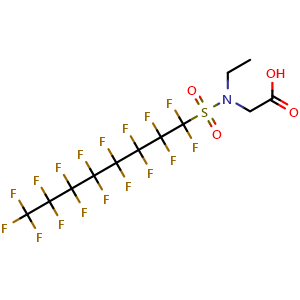 Chemical structure of N-ethyl-N-[(heptadecafluorooctyl)sulphonyl]glycine , CAS 2991-50-6, AChemBlock X209337