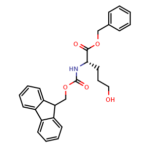 Chemical structure of N-Fmoc-5-hydroxy-L-Norvaline Benzyl Ester , CAS 178181-74-3, AChemBlock X209338