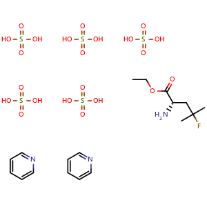Chemical structure of sulfuric acid compound with ethyl (S)-2-amino-4-fluoro-4-methylpentanoate and pyridine (5:1:2) , CAS 1459196-65-6, AChemBlock X209371